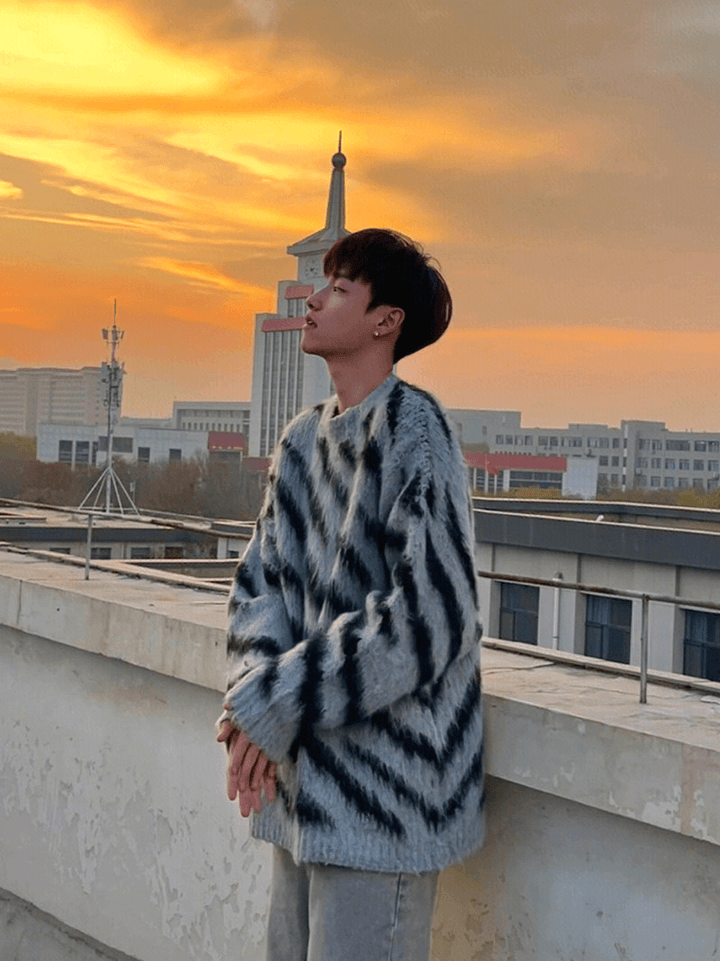 [XXXHOT] Zebra Pattern Mohair Sweater ST1540