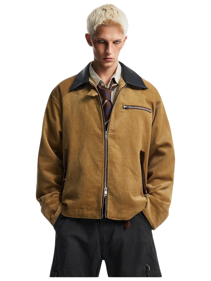 [OV] CORDUROY LEATHER-COLLAR JACKET st5050