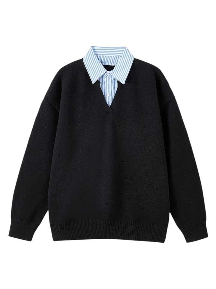 [W.K] LAYERED STRIPE POLO KNIT st5051