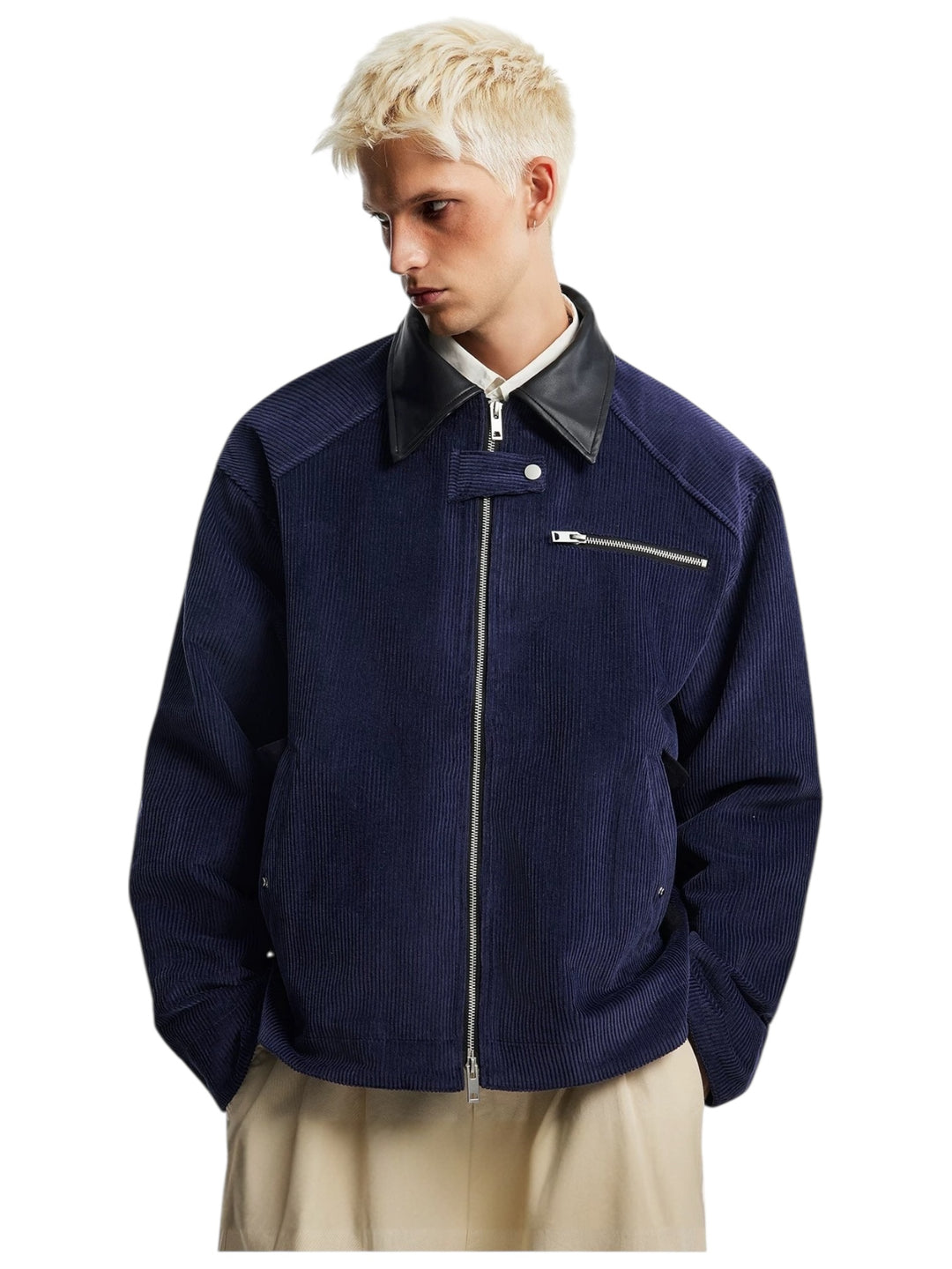 [OV] CORDUROY LEATHER-COLLAR JACKET st5050