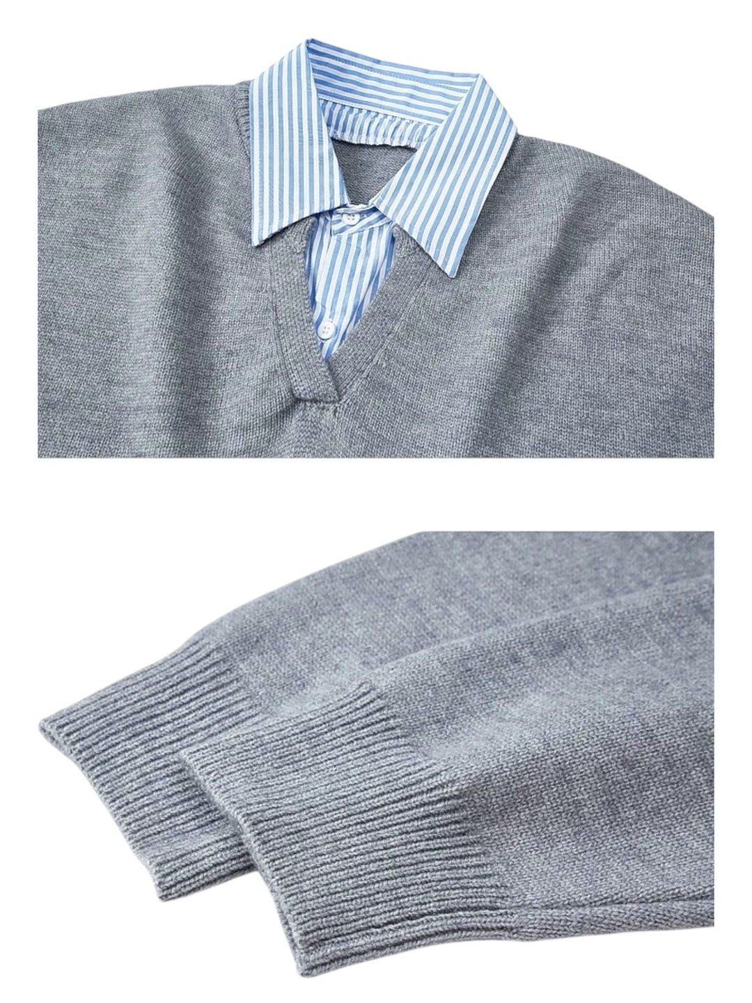 [W.K] LAYERED STRIPE POLO KNIT st5051