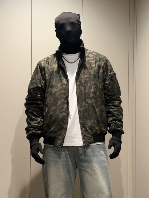 REVERSIBLE CAMO STAND COLLAR FLIGHT JACKET  ST5131