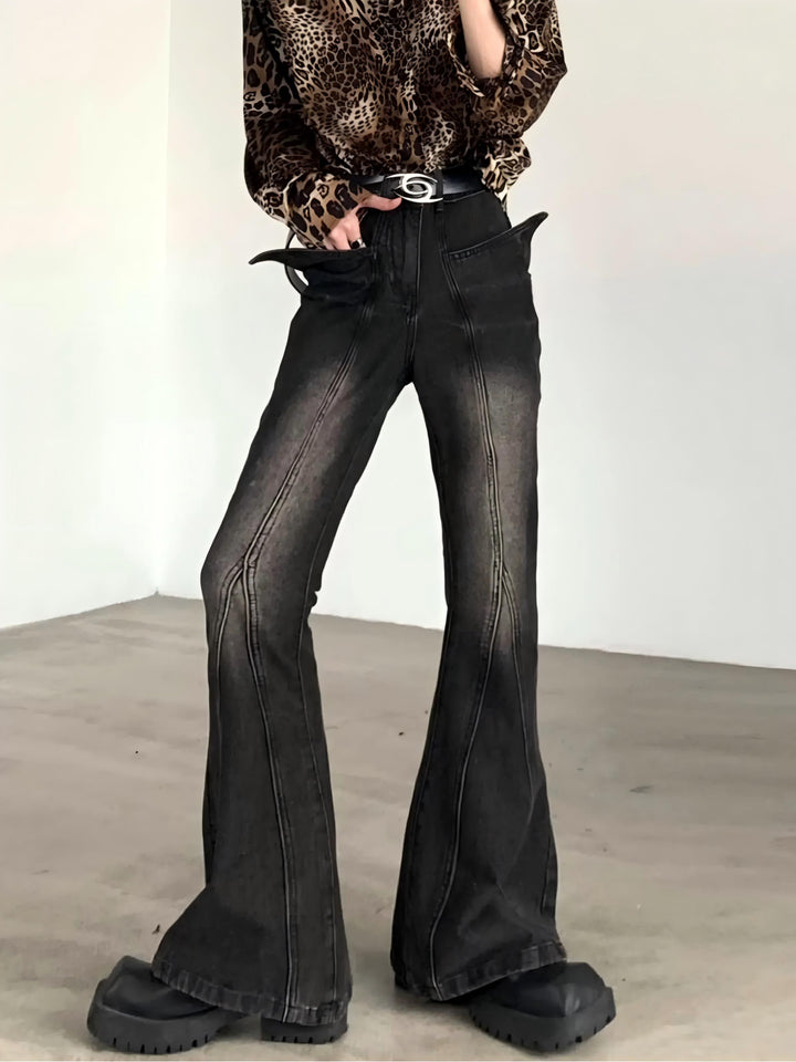 VINTAGE WASH FLARED JEANS ST5211