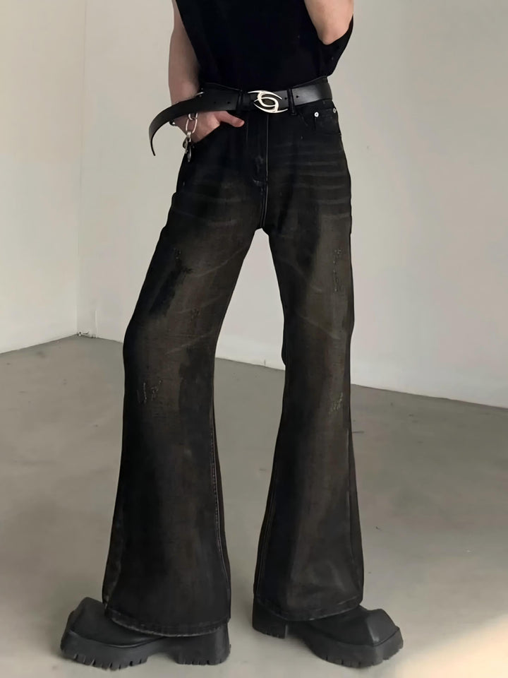 VINTAGE WASHED FLARED HIGH-WAIST JEANS ST5209
