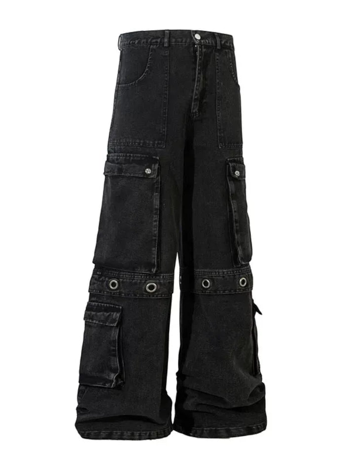 WASHED WIDE-LEG CARGO JEANS ST5216