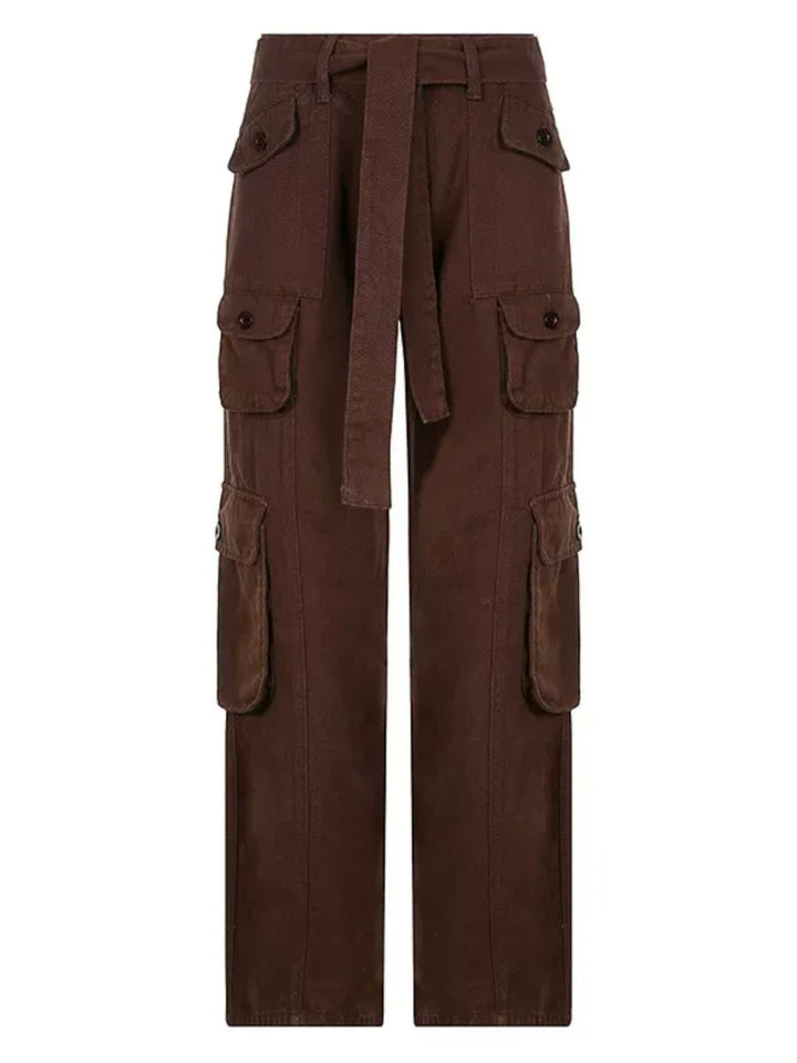 VINTAGE HIGH-WAIST STRAIGHT-LEG CARGO PANTS ST5205