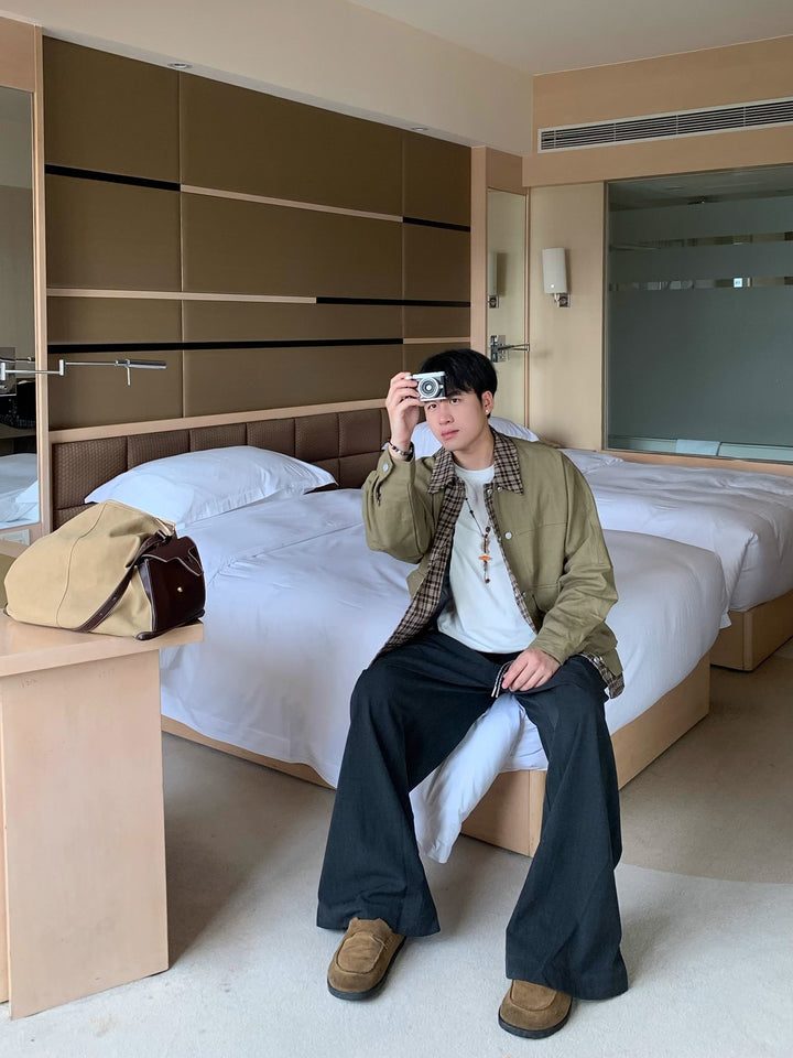 [OV] PLAID LAYERED WORK JACKET st5049