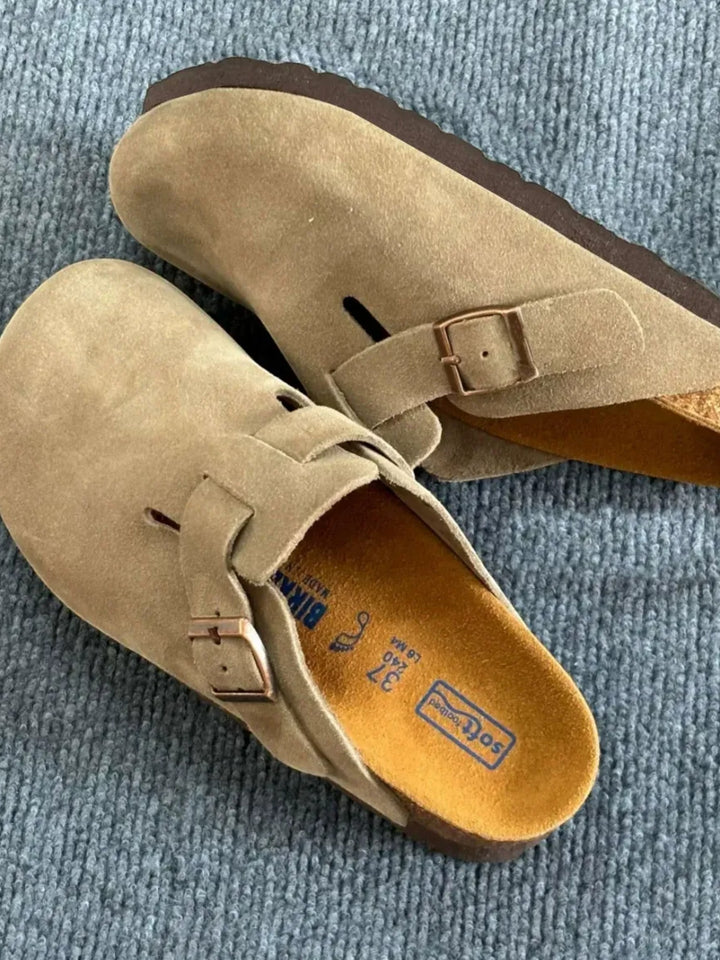LEATHER CORK SOLE SLIP-ON CLOG SANDALS ST5149
