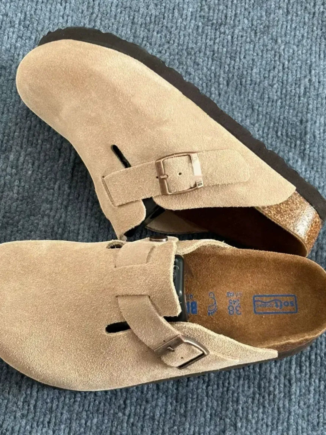 LEATHER CORK SOLE SLIP-ON CLOG SANDALS ST5149