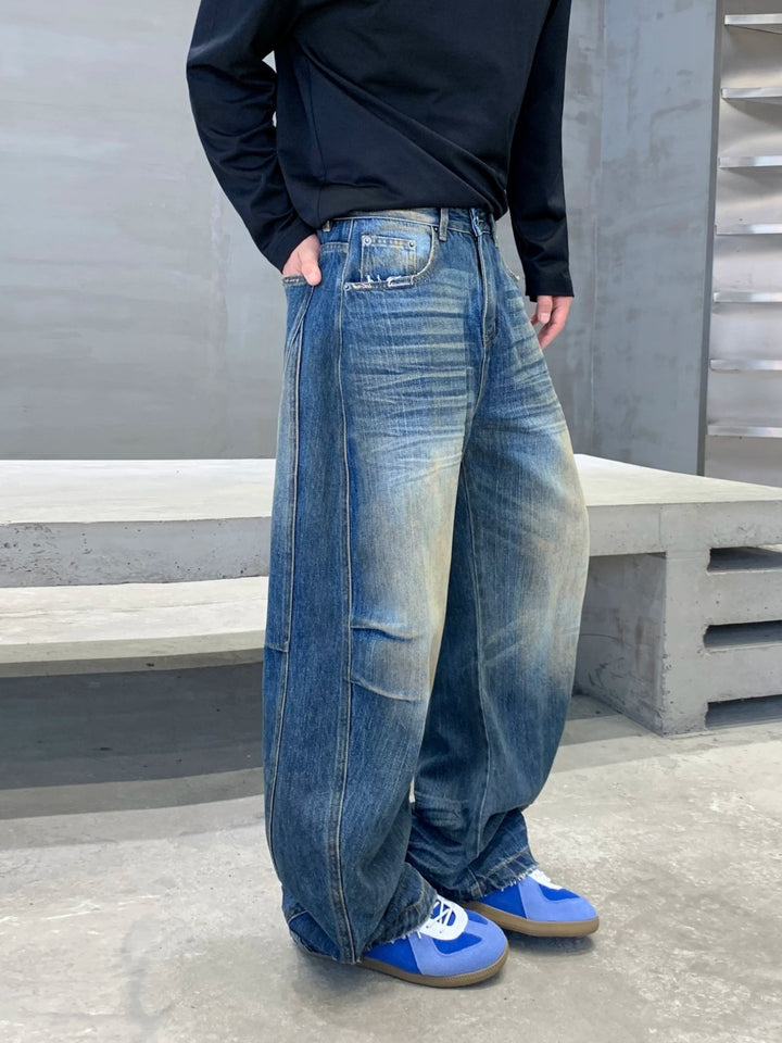 RELAXED STRAIGHT-LEG WASHED JEANS st5150