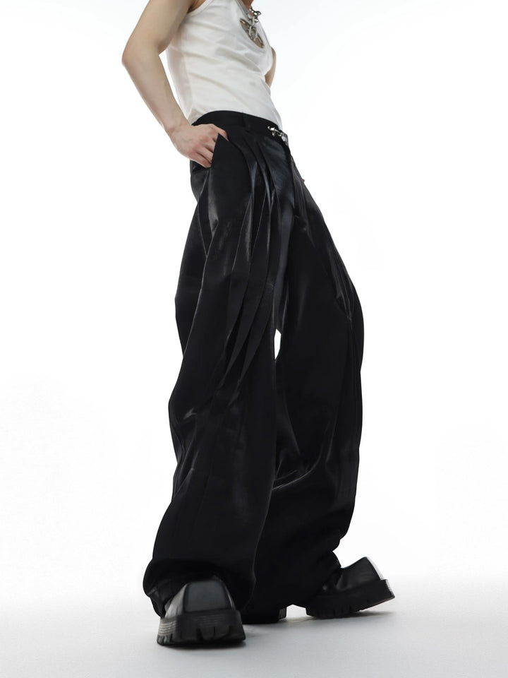 STRUCTURED METAL-BUTTON STRAIGHT TROUSERS ST5206