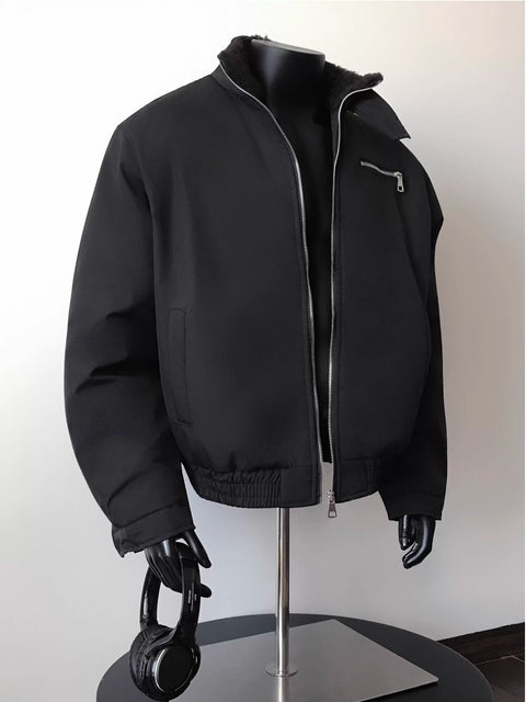 FUR-TRIM PANELLED BOMBER JACKET TT067