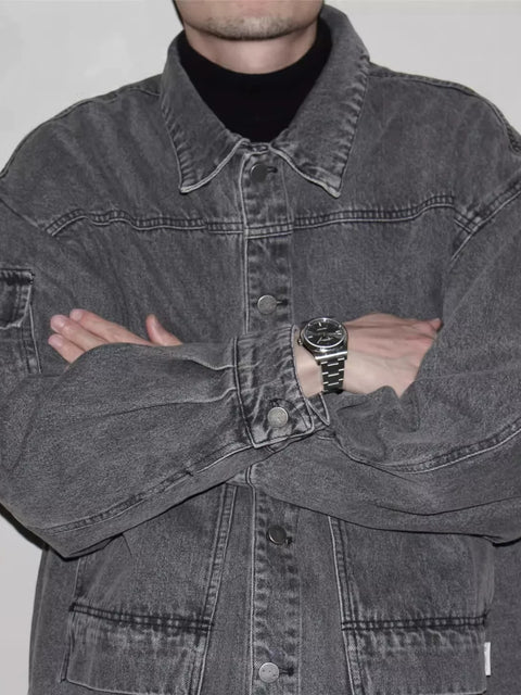 Vintage Washed Multi-Pocket Denim Jacket ST5157