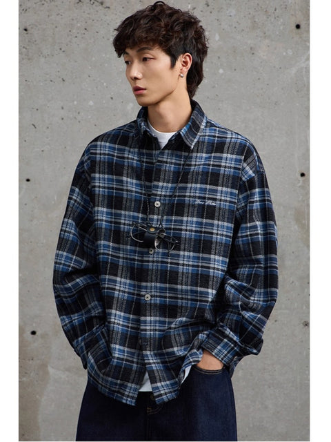 자수 플레드 셔츠 st5069