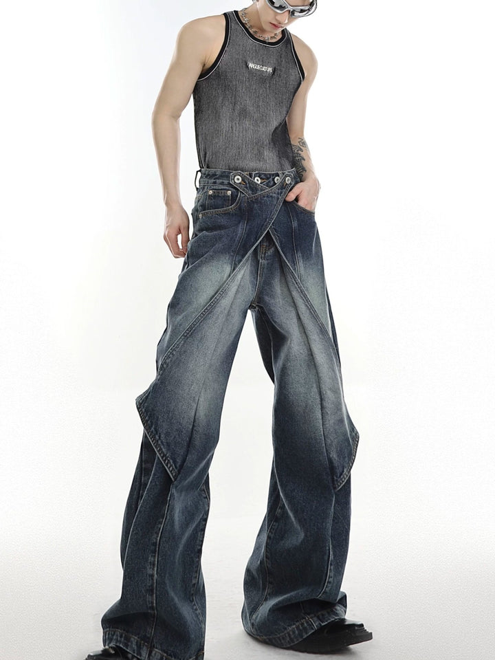 DECONSTRUCTED PANELLED WASHED JEANS ST5187