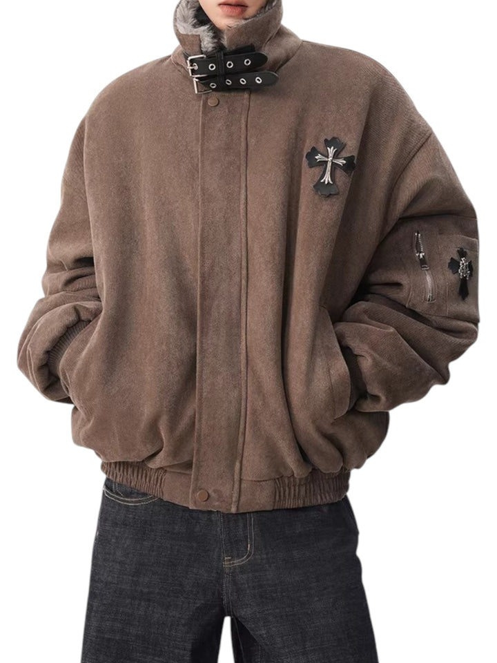 EMBROIDERED CROSS COLLAR JACKET TT064