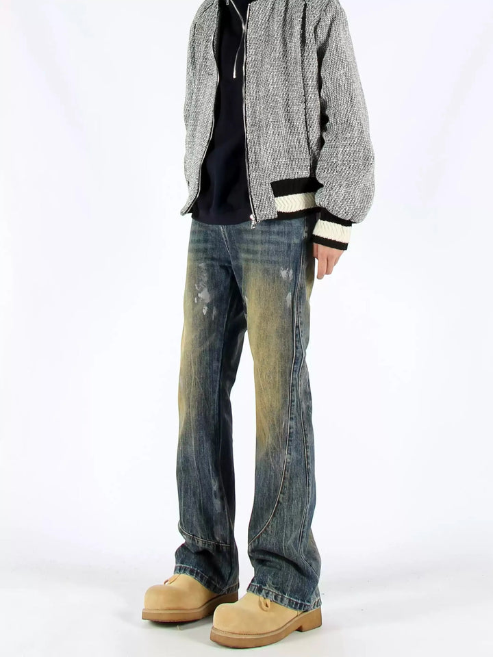 VINTAGE VIBE SPLATTERED WASHED FLARED JEANS ST5189
