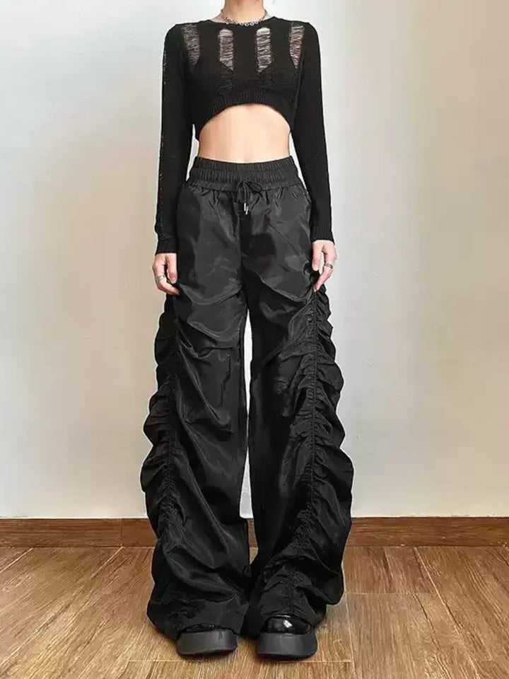 RUCHED HIGH-WAIST RELAXED PANTS ST5163