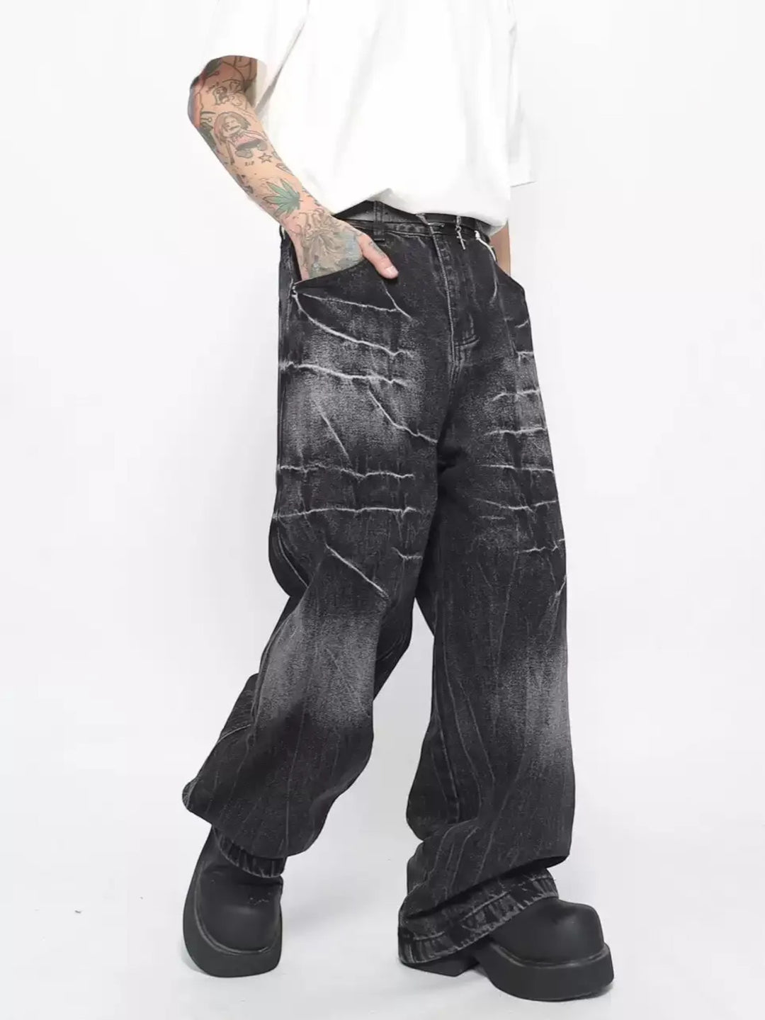 VINTAGE CLEANFIT LIGHTNING WASHED LOOSE JEANS ST5188