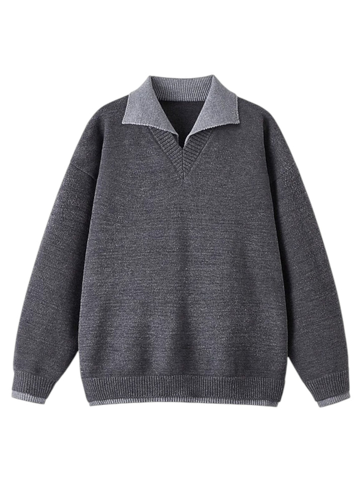 [W.K] CONTRAST-COLLAR POLO KNIT ST5055