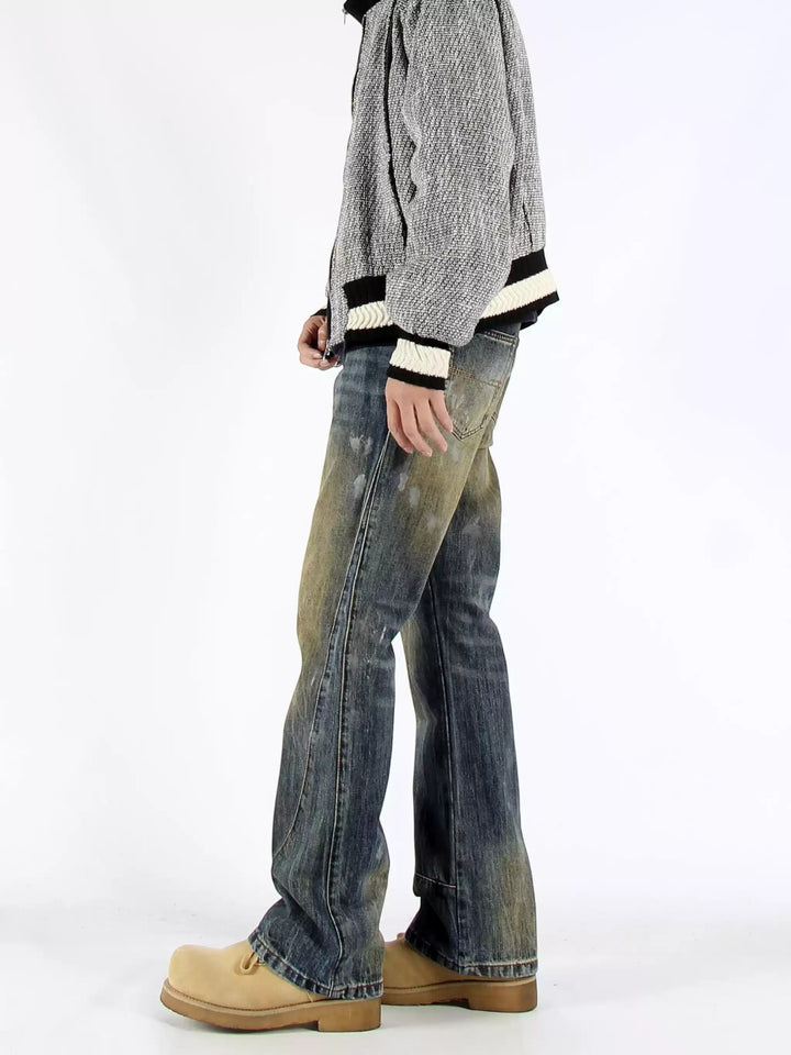 VINTAGE VIBE SPLATTERED WASHED FLARED JEANS ST5189