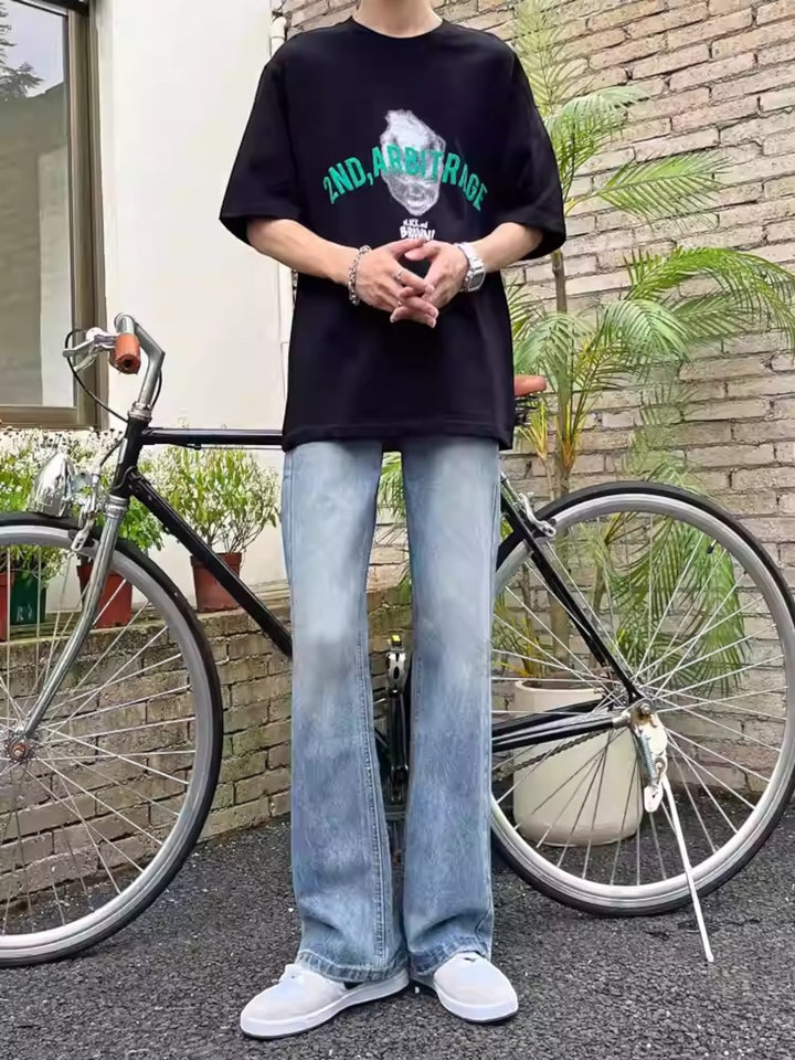 [A6 स्टूडियो] लूज़ ड्रेप बूटकट जींस st5043