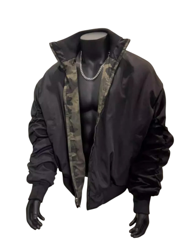 REVERSIBLE CAMO STAND COLLAR FLIGHT JACKET  ST5131