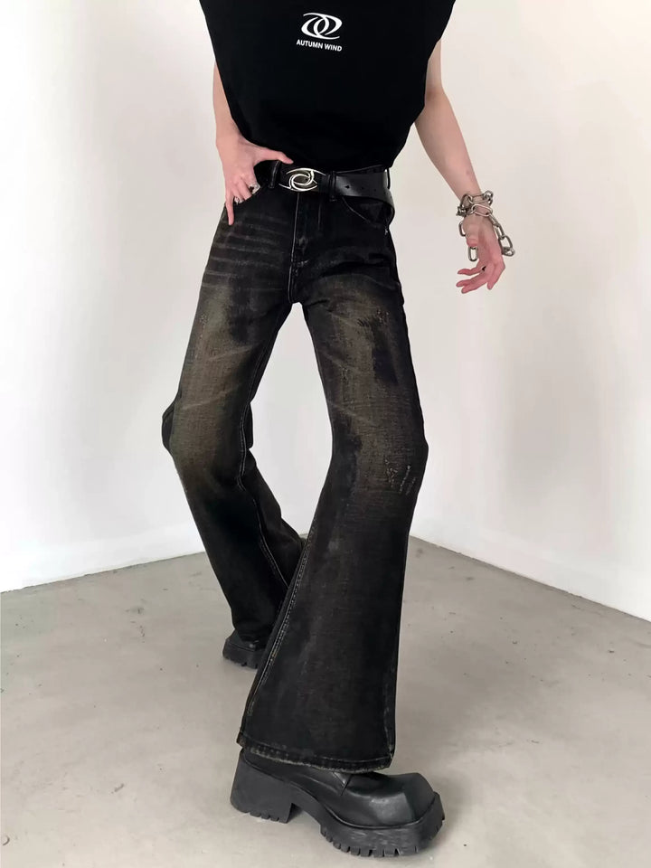 VINTAGE WASHED FLARED HIGH-WAIST JEANS ST5209