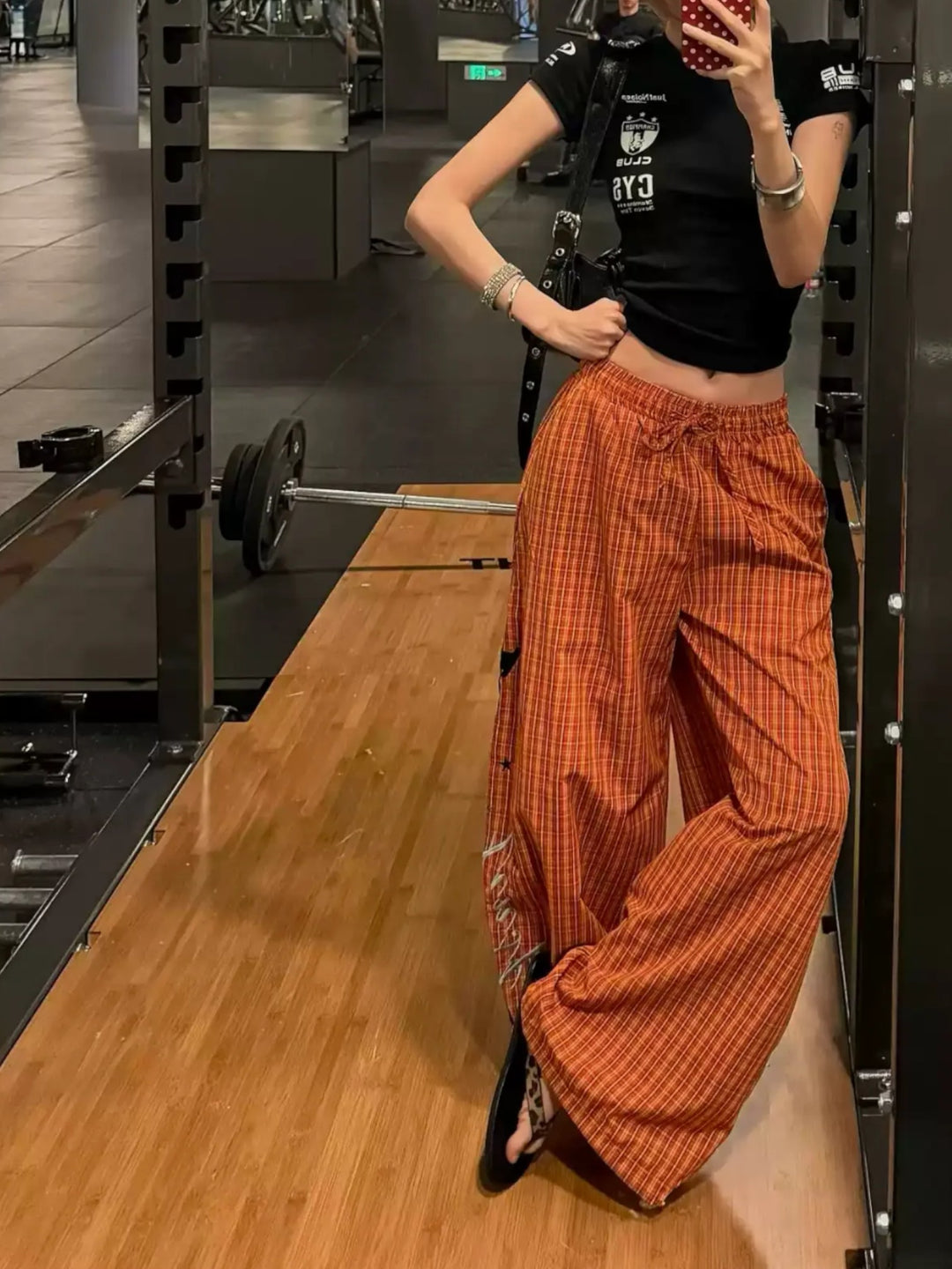 LETTER PRINT WIDE-LEG TROUSERS ST5176