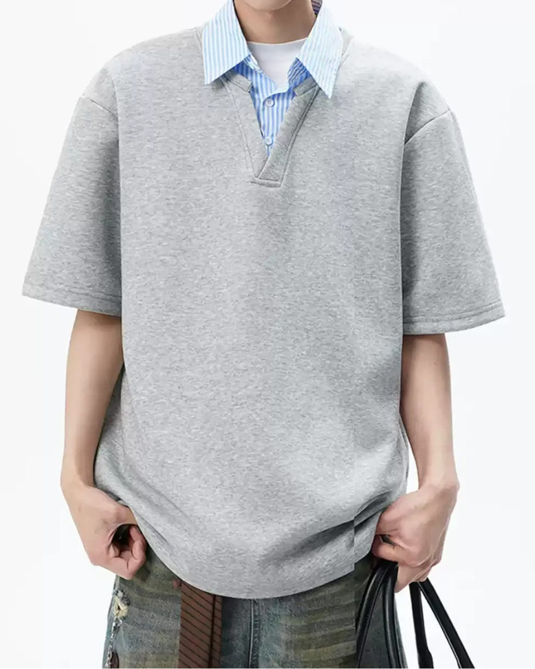 PANELLED FAKE-LAYER POLO SHIRT MT554