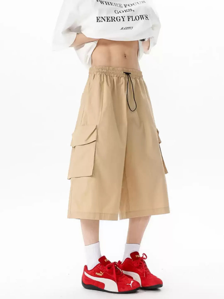 MULTI-POCKET CARGO LOOSE WIDE-LEG SHORTS ST5166