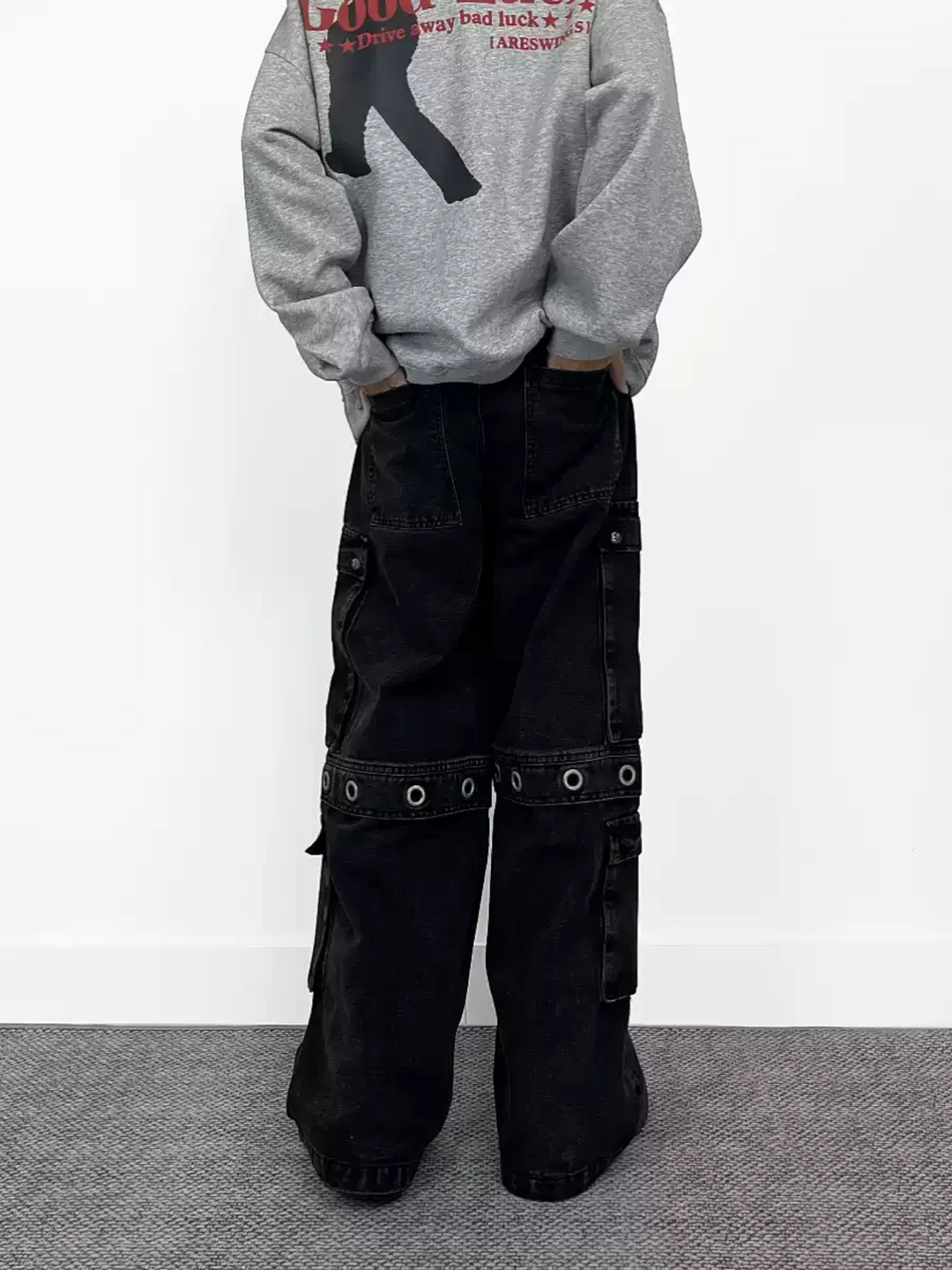 WASHED WIDE-LEG CARGO JEANS ST5216