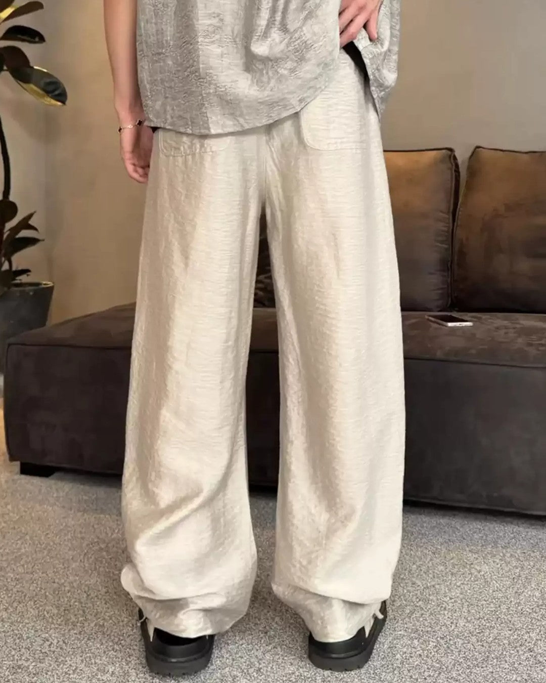 TENCEL SABER DRAPE SATIN TROUSERS MT088