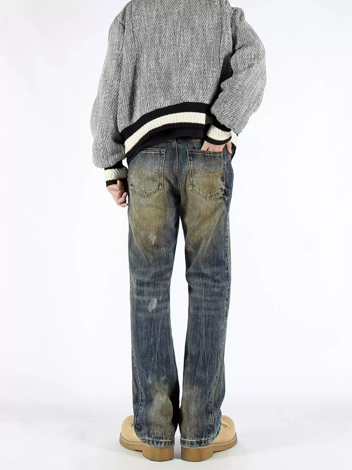 VINTAGE VIBE SPLATTERED WASHED FLARED JEANS ST5189
