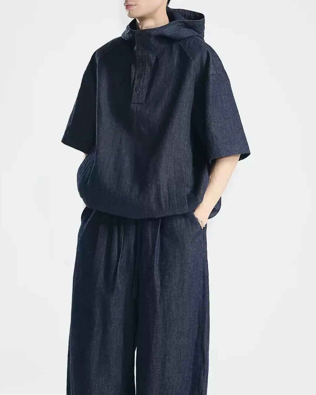 COTTON LINEN HOODIE SHIRT MT563