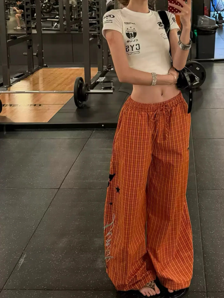 LETTER PRINT WIDE-LEG TROUSERS ST5176