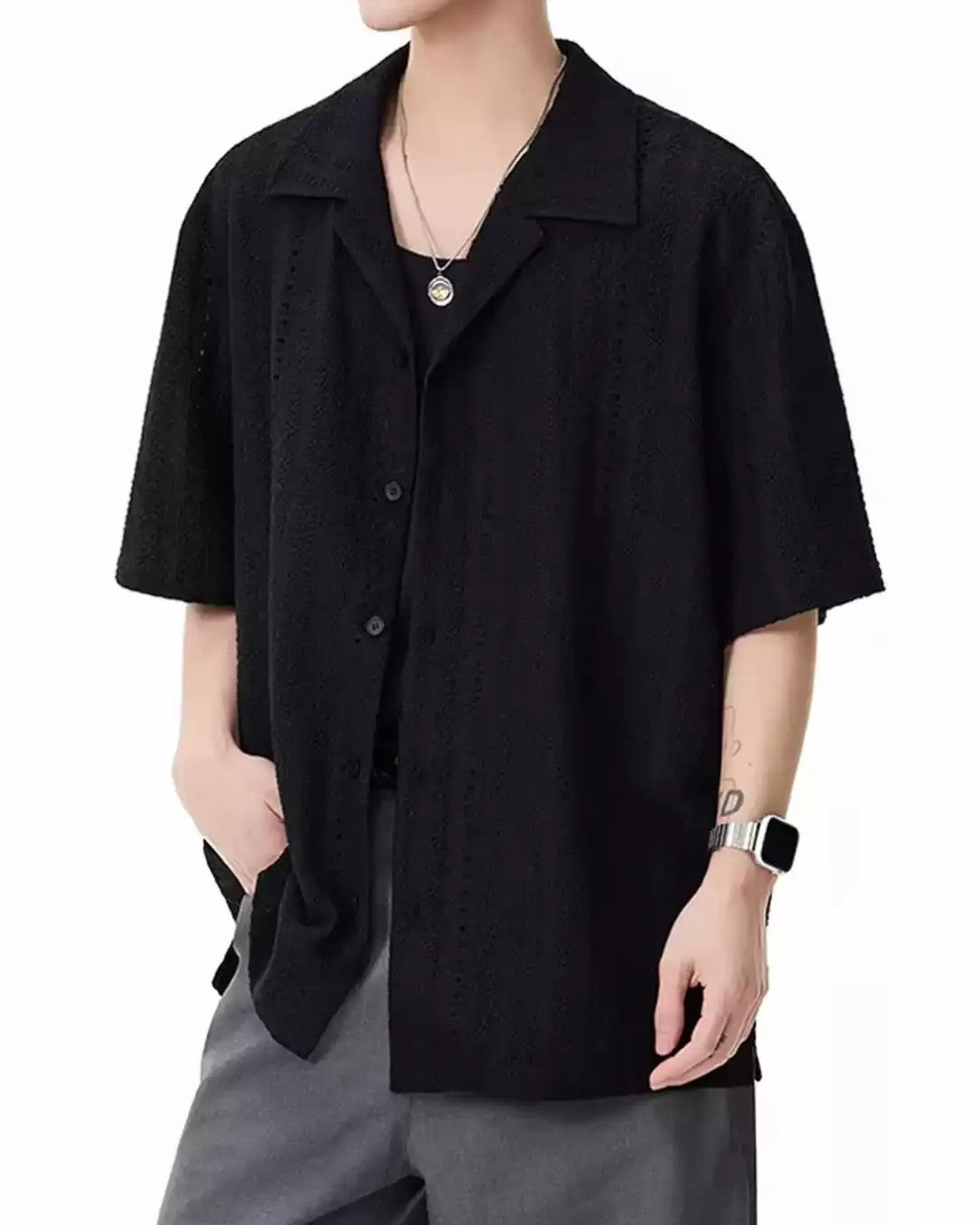 OPENWORK CUBAN COLLAR SHIRT MT557