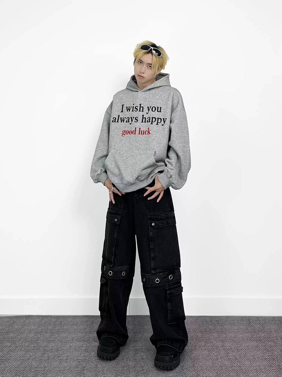 WASHED WIDE-LEG CARGO JEANS ST5216