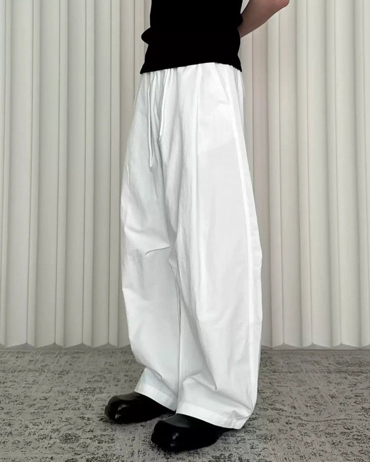 COTTON PLEATED PARACHUTE PANTS MT087