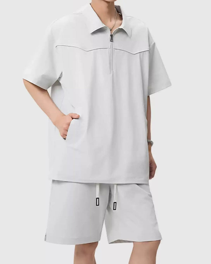 DECONSTRUCTED HALF-ZIP SHORT SLEEVE SHIRT MT559