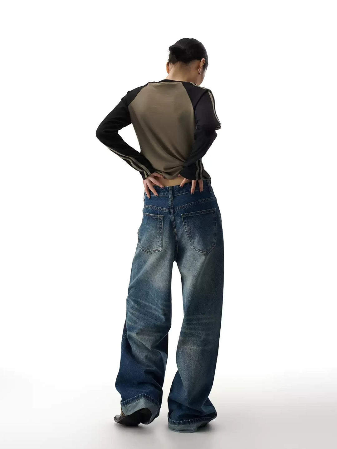 VINTAGE DISTRESSED LOOSE STRAIGHT-LEG JEANS ST5183