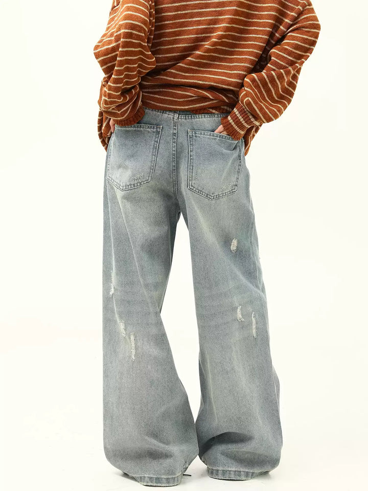 VINTAGE DISTRESSED LOOSE WIDE-LEG JEANS ST5152