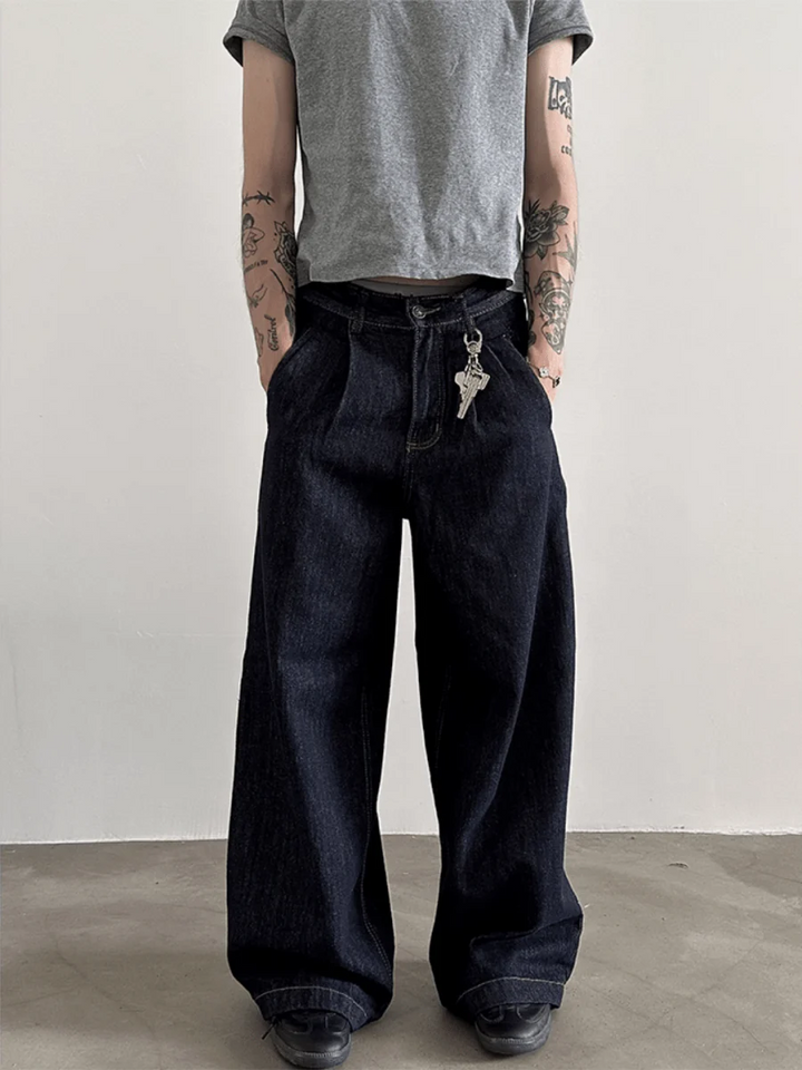 [GENESISBOY] 100% Cotton Wash Wide Leg Jeans st1840