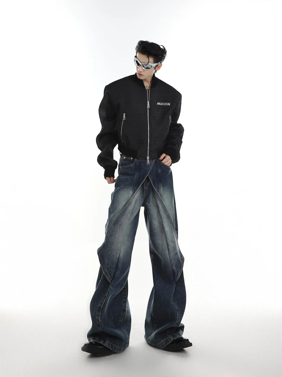 DECONSTRUCTED PANELLED WASHED JEANS ST5187